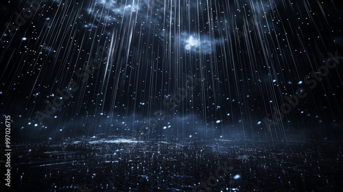 Using an aerial view of rain falling against a black background as an overlay