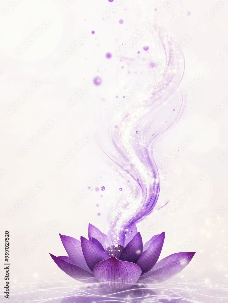 Flyer design with a purple lotus flower, AI generated