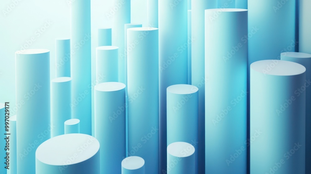 A sleek arrangement of cylindrical shapes in a gradient, symbolizing growth and progress against a soft blue background. A sleek arrangement of cylindrical shapes in a gradient, symbolizing growth and progress against a soft blue background.