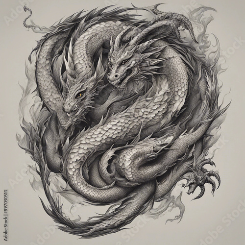 textured dragon tattoo illustration