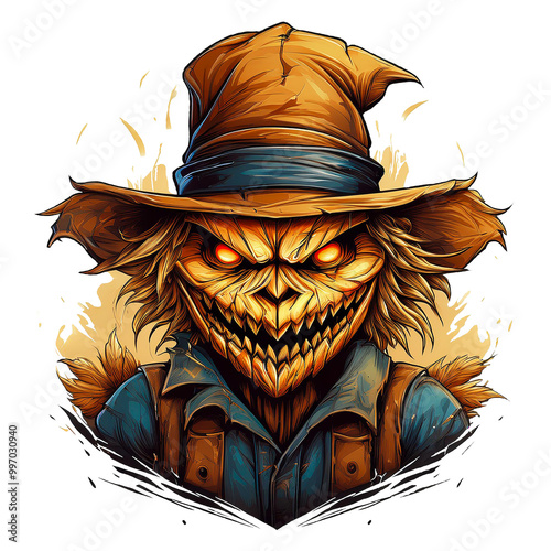 Wild angry pugnacious combative motivational sport logo - scarecrow photo