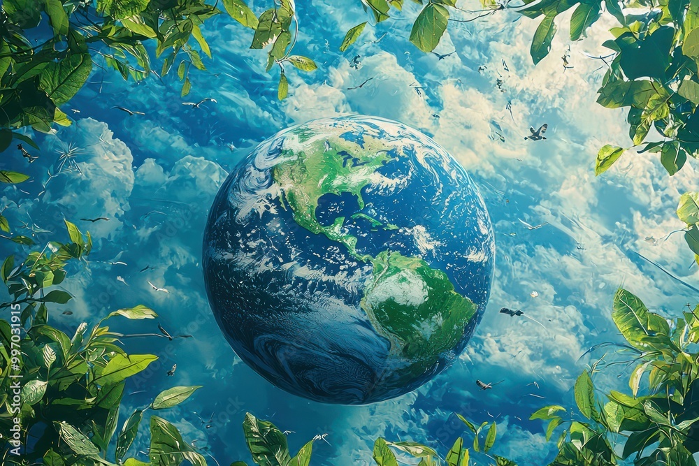 A Sustainable Earth Day 2024 poster design featuring an environmentally focused background. A Sustainable Earth Day 2024 poster design featuring an environmentally focused background.