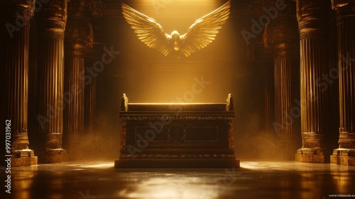 Designed asymmetrically, the Ark of the Covenant is placed in the Most Holy Place of Moses' sanctuary photo