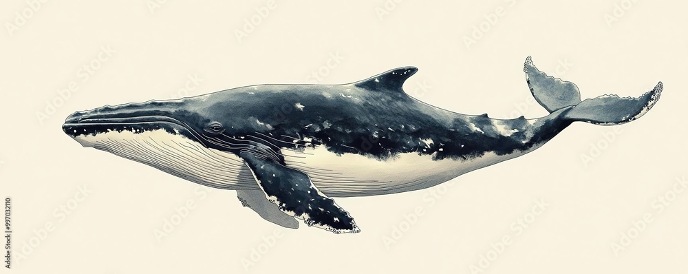 Fototapeta premium A majestic whale gracefully gliding through the ocean, showcasing nature's beauty and the elegance of marine life.