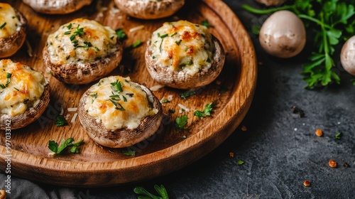 Creamy cheese stuffed mushrooms with a creamy filling