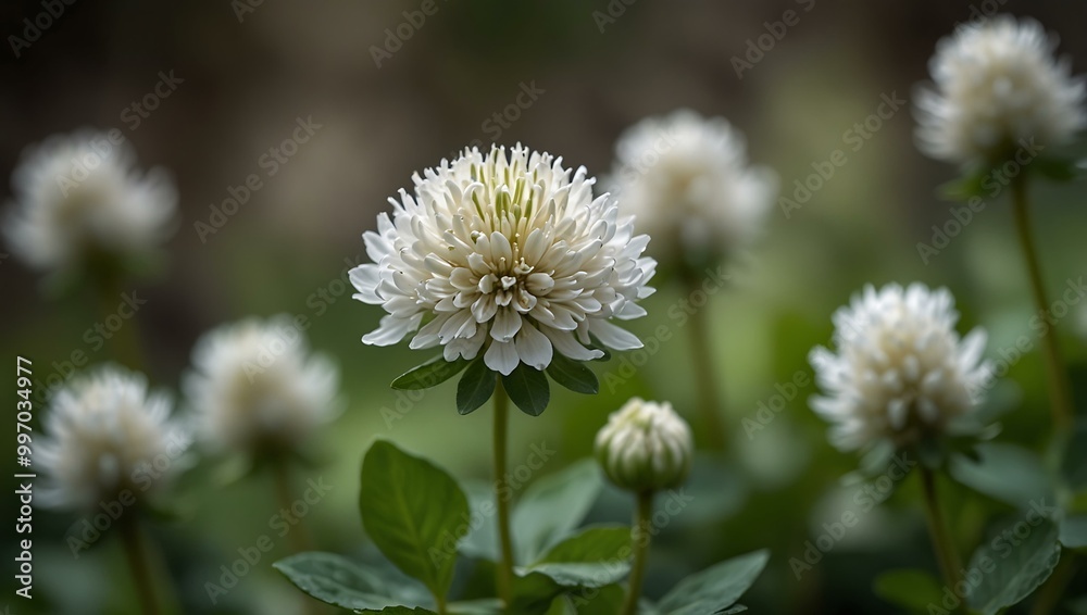 White clover blossom against a blurred background. White clover blossom against a blurred background.