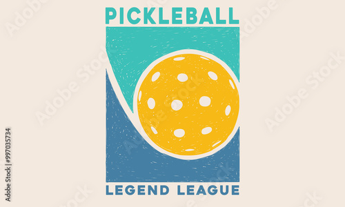 Pickleball legend league vector t-shirt design. Sport poster. Tennis college league. Vintage artwork for sportswear.