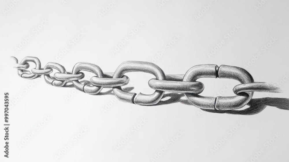 Fototapeta premium A minimalist drawing of a broken link chain