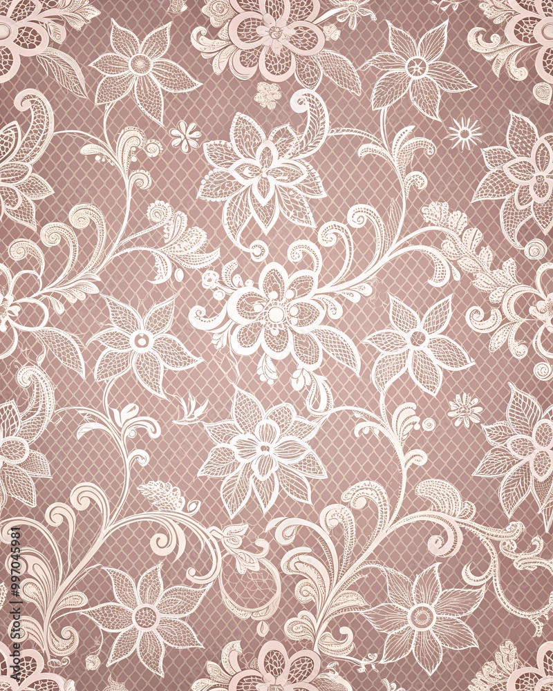 white outline flower on pink background
