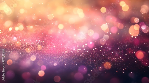 Abstract glittery background with pink and gold colors, shiny and blurred