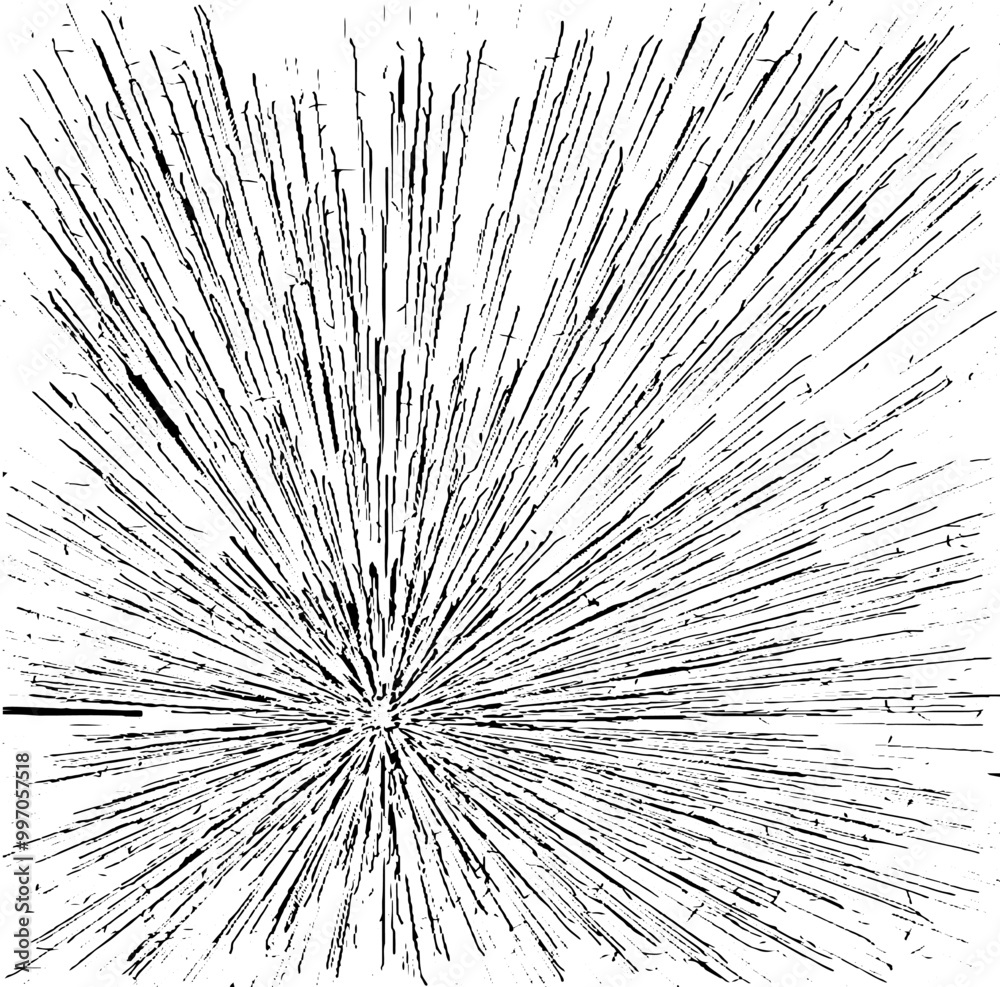 Obraz premium Circular starburst explosion texture. Distressed uneven grunge background. Abstract vector illustration. Overlay to create interesting effect and depth. Isolated on white background.