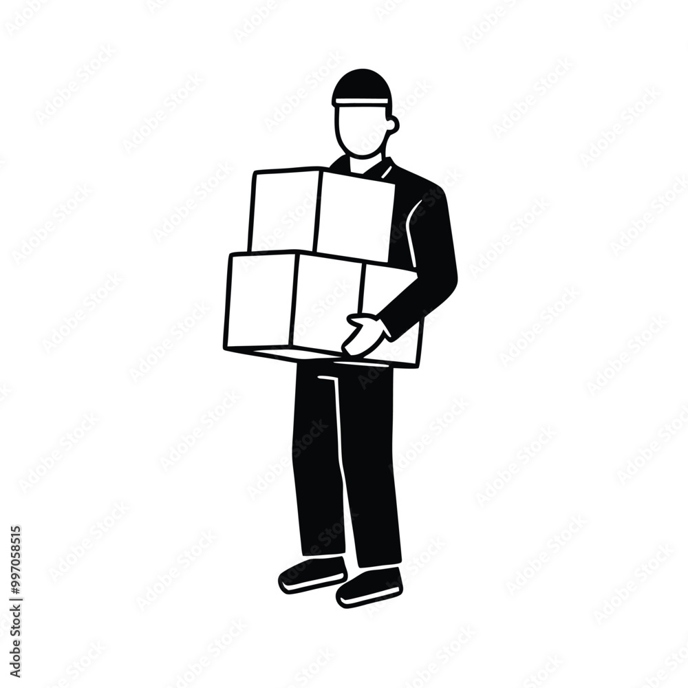 a man holding boxes, vector silhouette, isolated white background, a man holding boxes, vector silhouette, isolated white background,