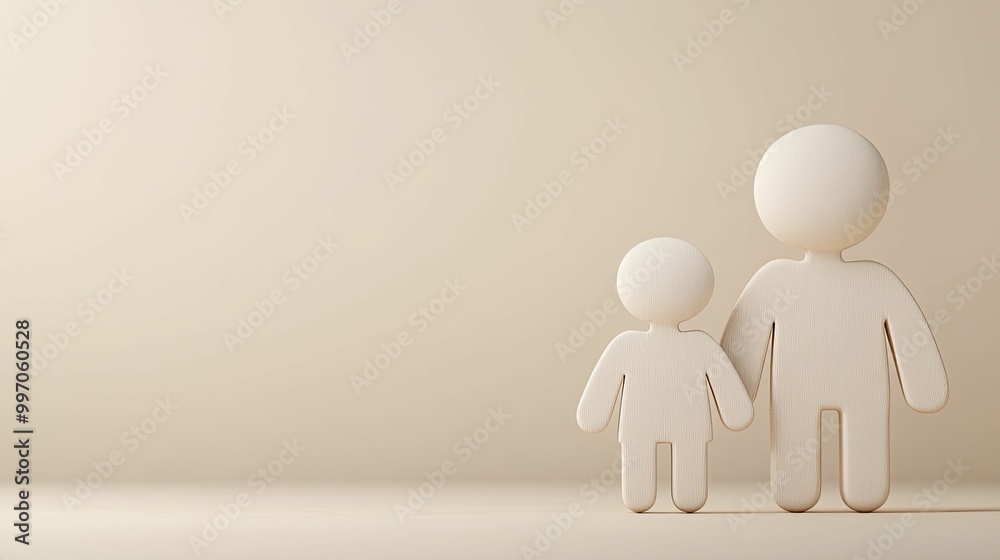 Family Autism Services, family support resources, set against a warm beige background, 3D illustration