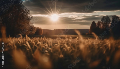 sunset over field