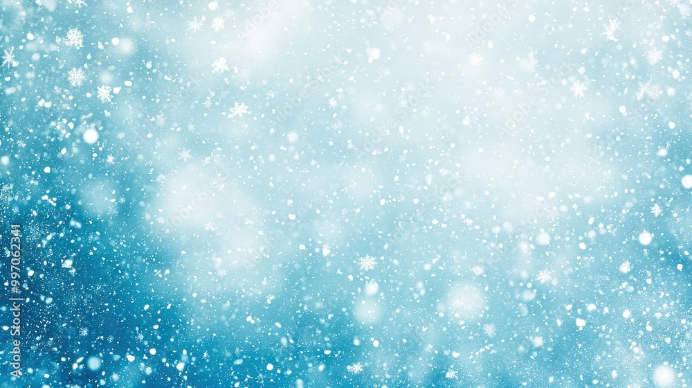 A light blue background adorned with gently falling snowflakes, creating a soft, airy atmosphere. The design includes ample blank space in the center, perfect for adding promotional text or holiday me A light blue background adorned with gently falling snowflakes, creating a soft, airy atmosphere. The design includes ample blank space in the center, perfect for adding promotional text or holiday me