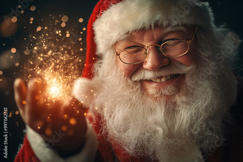 Santa Claus smiling at night, Christmas Day