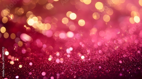 Abstract glittery background with pink and gold colors, shiny and blurred