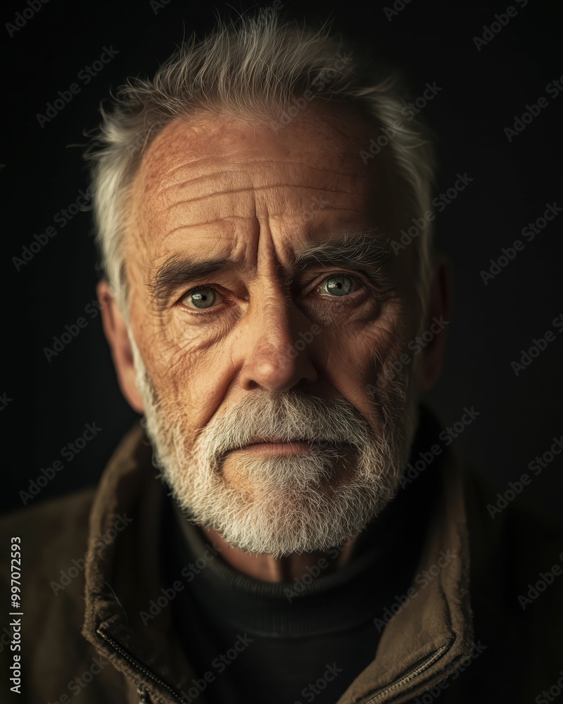 Weathered Elderly Man with Piercing Gaze Weathered Elderly Man with Piercing Gaze