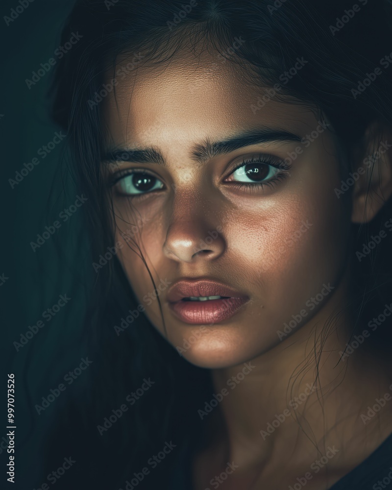 Fototapeta premium Pensive Young Woman Portrait