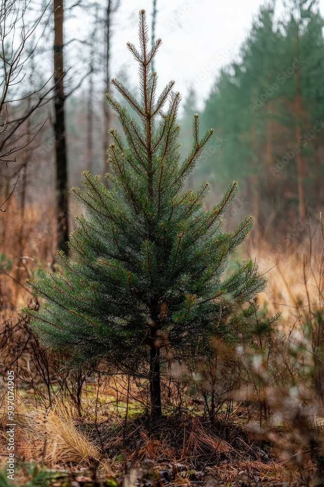 Vast Spruce Forest: A Solitary Evergreen in the Open Wilderness Vast Spruce Forest: A Solitary Evergreen in the Open Wilderness