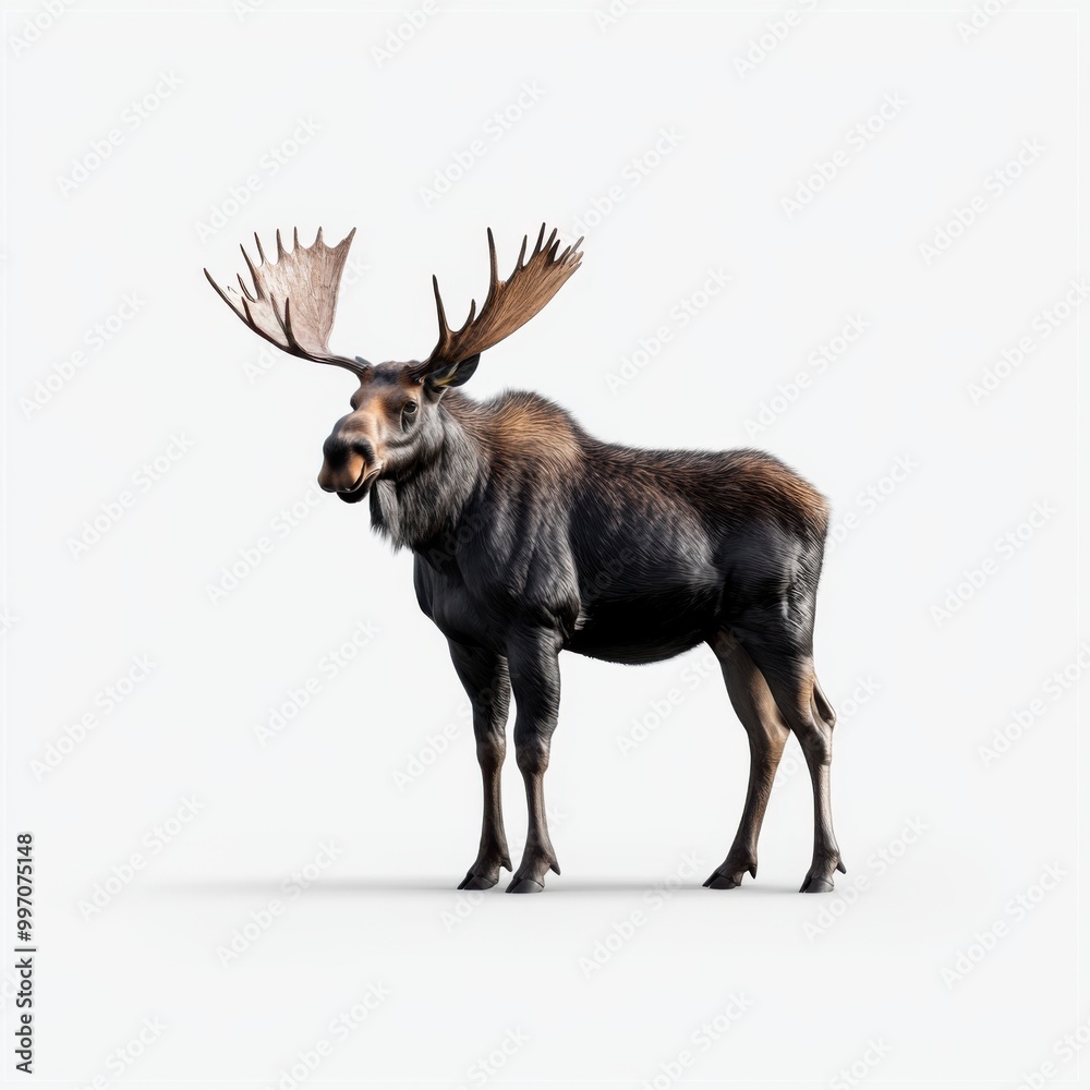 Fototapeta premium Realistic Moose Standing in a Neutral Background