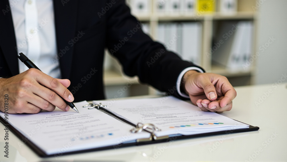 Businessman Signing a Contract with Pen on Paper Businessman Signing a Contract with Pen on Paper