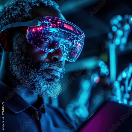 Wallpaper Mural Futuristic Man with Augmented Reality Headset Torontodigital.ca