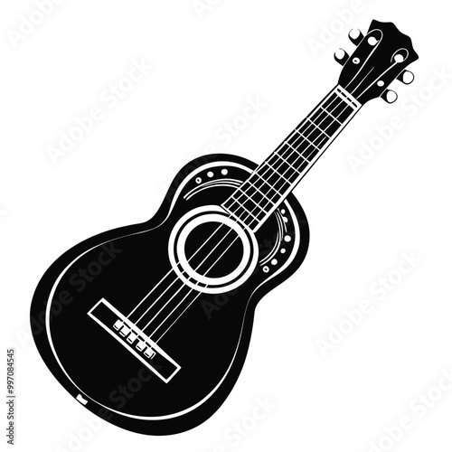 Guitar vector silhouette on  a whit background