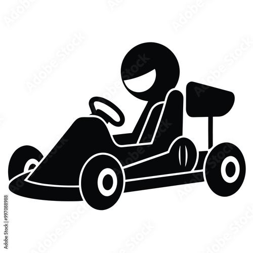 go kart vector silhouette on a whit backgound