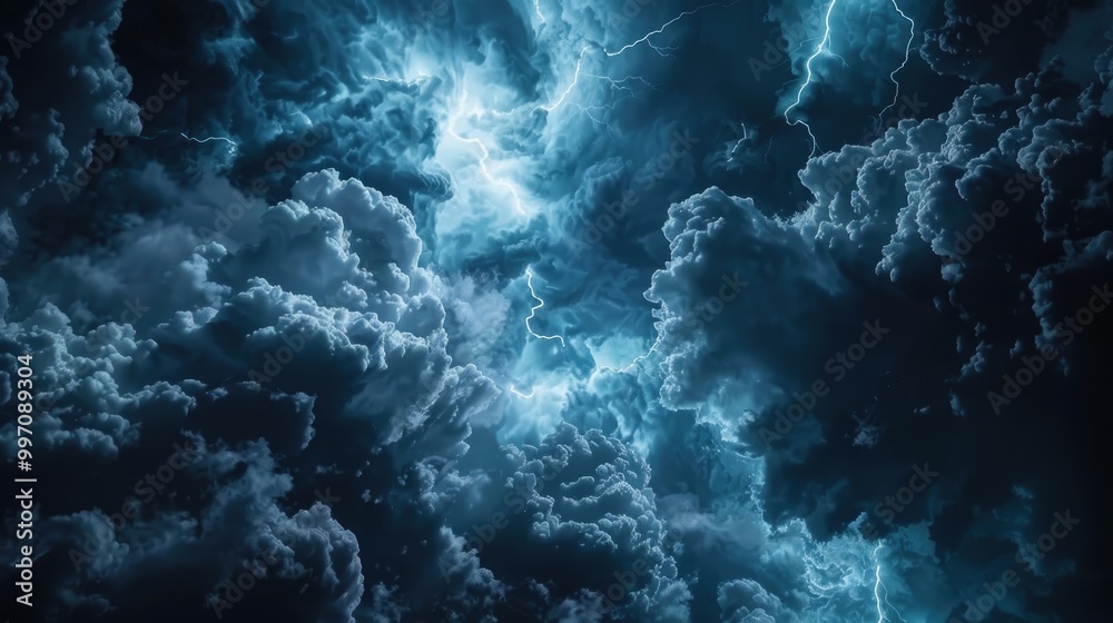 A high-contrast image of a stormy night sky, with lightning illuminating the clouds A high-contrast image of a stormy night sky, with lightning illuminating the clouds