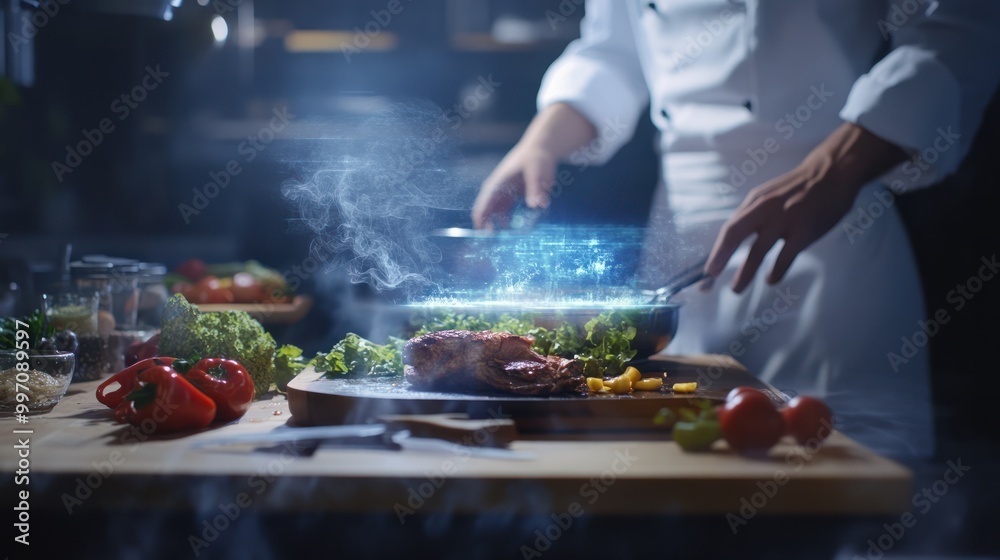 A person attending a cooking class, learning new culinary skills and techniques from a professional chef. Concept of gastronomic education and culinary exploration. Generative Ai. A person attending a cooking class, learning new culinary skills and techniques from a professional chef. Concept of gastronomic education and culinary exploration. Generative Ai.