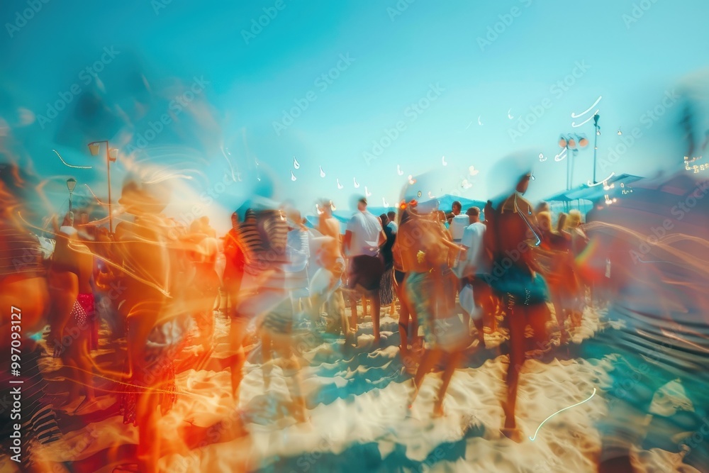 A blurry image of a group of people dancing at a party, generative ai image A blurry image of a group of people dancing at a party, generative ai image