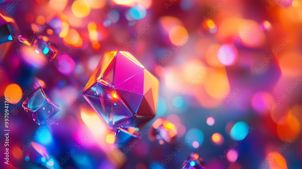 Colorful, twinkling lights create a dreamy backdrop, with shapes and prisms blurring together. Colorful, twinkling lights create a dreamy backdrop, with shapes and prisms blurring together.