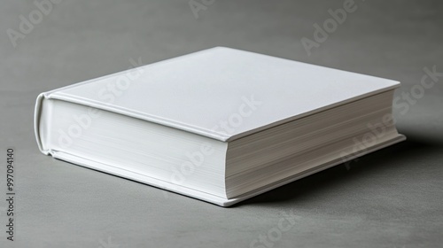 A Blank Canvas: White Book on Grey Surface