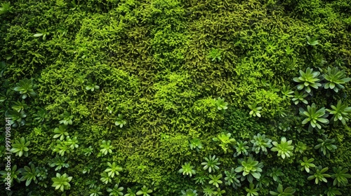 Moss background. Top view. AI generative.