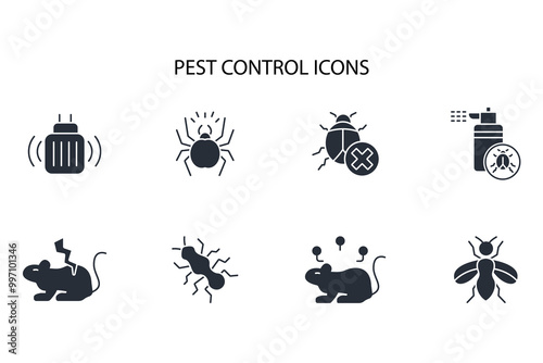 Pest control icon set.vector.Editable stroke.linear style sign for use web design,logo.Symbol illustration.