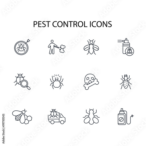 Pest control icon set.vector.Editable stroke.linear style sign for use web design,logo.Symbol illustration.