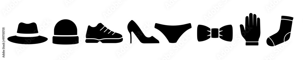 Clothing icon set. Apparel icons.