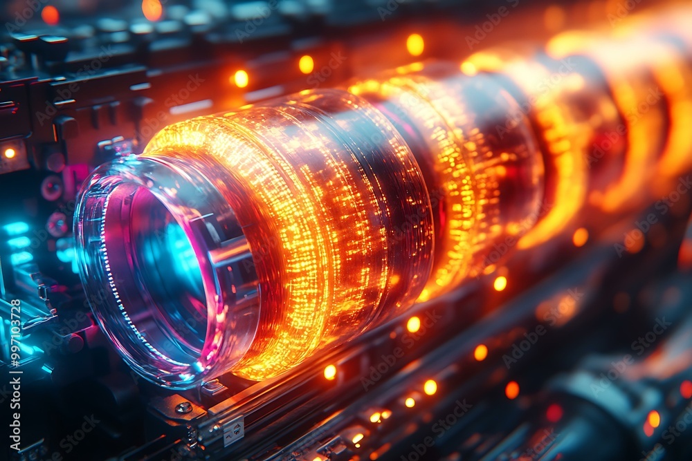 Glowing Tubes of Digital Data: Futuristic Technology Concept Glowing Tubes of Digital Data: Futuristic Technology Concept