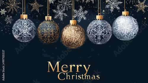 Sophisticated Merry Christmas Card with Elegant Hanging Balls