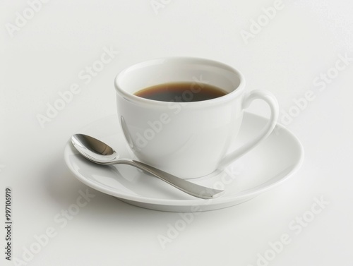 Wallpaper Mural A freshly brewed espresso in a small white cup, isolated on a white background Torontodigital.ca