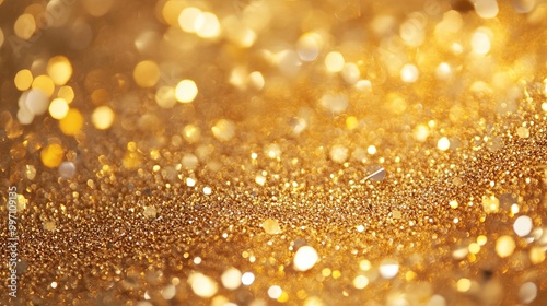 Gold glitter sparkles for festive greeting cards and New Year celebrations.