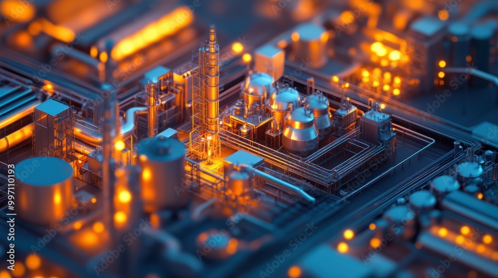 Future factory plant and energy industry concept in creative graphic design Oil Future factory plant and energy industry concept in creative graphic design Oil