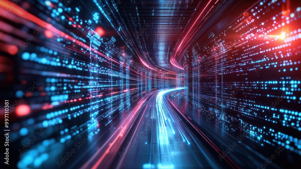 Futuristic technology abstract background with lines for network, big data, data center, server, internet, speed. Abstract neon lights into digital technology tunnel. Futuristic technology abstract background with lines for network, big data, data center, server, internet, speed. Abstract neon lights into digital technology tunnel.