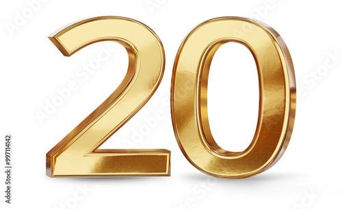 20 golden 3d render symbol