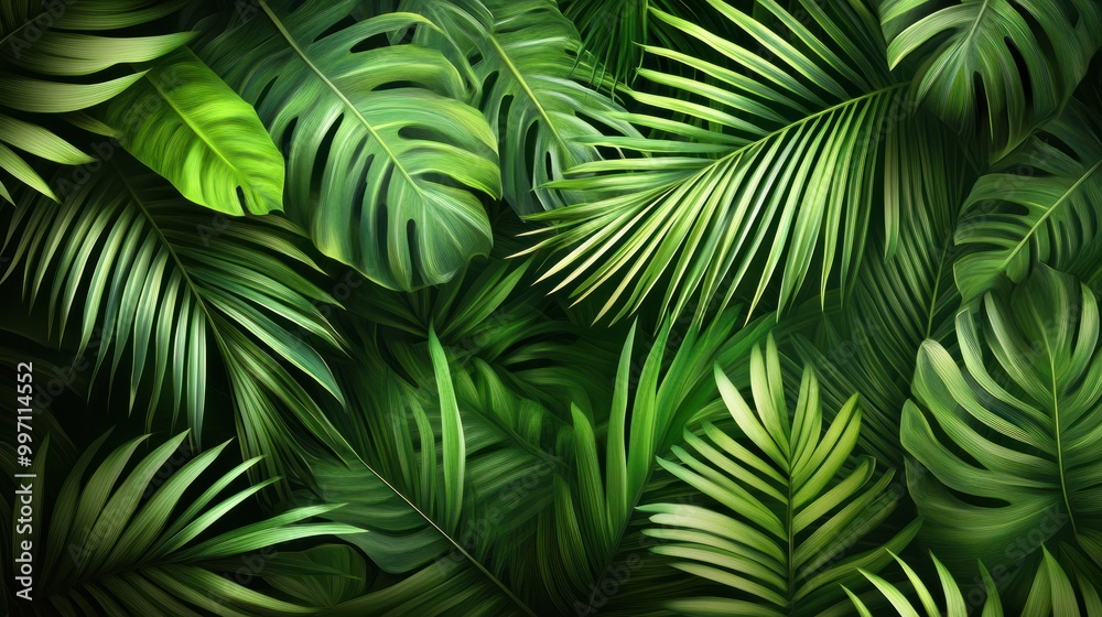 Tropische Blätter Hintergrund. Grüne Palmenblätter Tropische Blätter Hintergrund. Grüne Palmenblätter