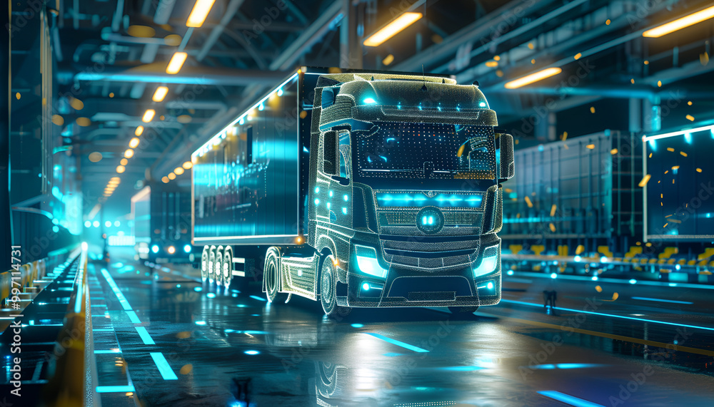 AI in logistics and supply chain management concept. More accurate, reliable, and cost-effective. Planning with real-time visibility and control over a fully optimized supply chain. Digital twin tech AI in logistics and supply chain management concept. More accurate, reliable, and cost-effective. Planning with real-time visibility and control over a fully optimized supply chain. Digital twin tech