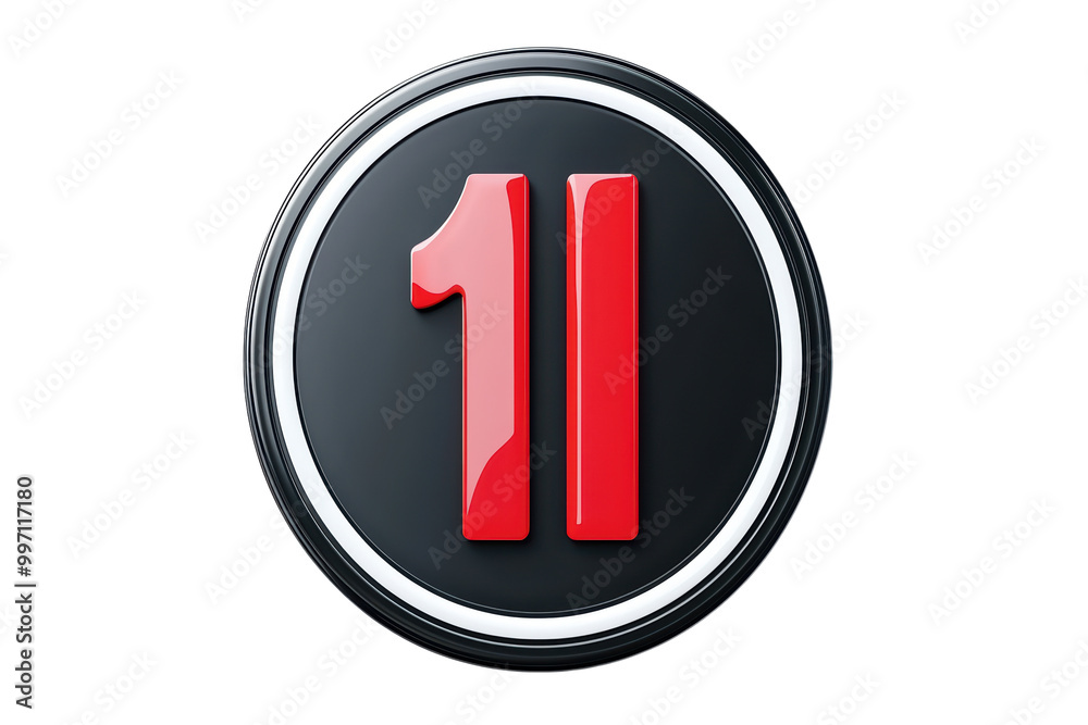 Number 11, bold red font on black circular background isolated on transparent background. Number 11, bold red font on black circular background isolated on transparent background.