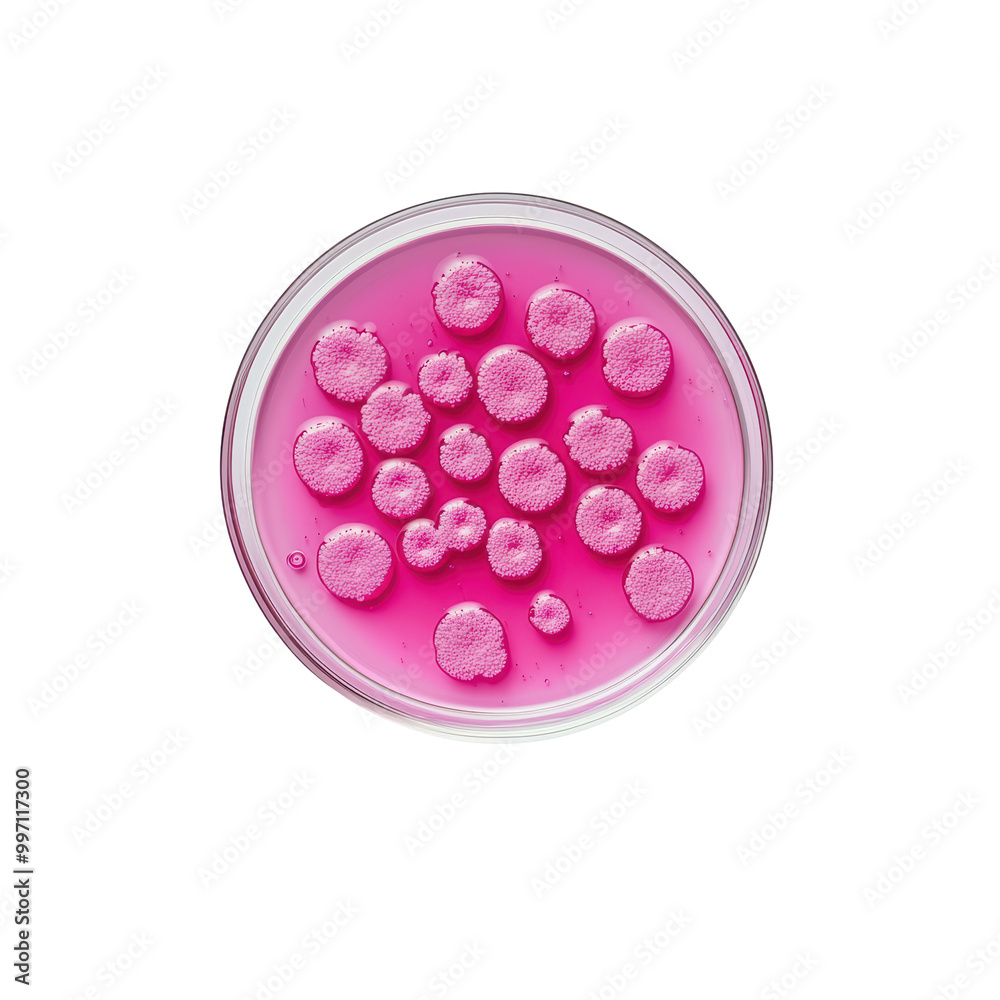 Petri dish with pink bacteria colonies isolated on transparent background. Petri dish with pink bacteria colonies isolated on transparent background.