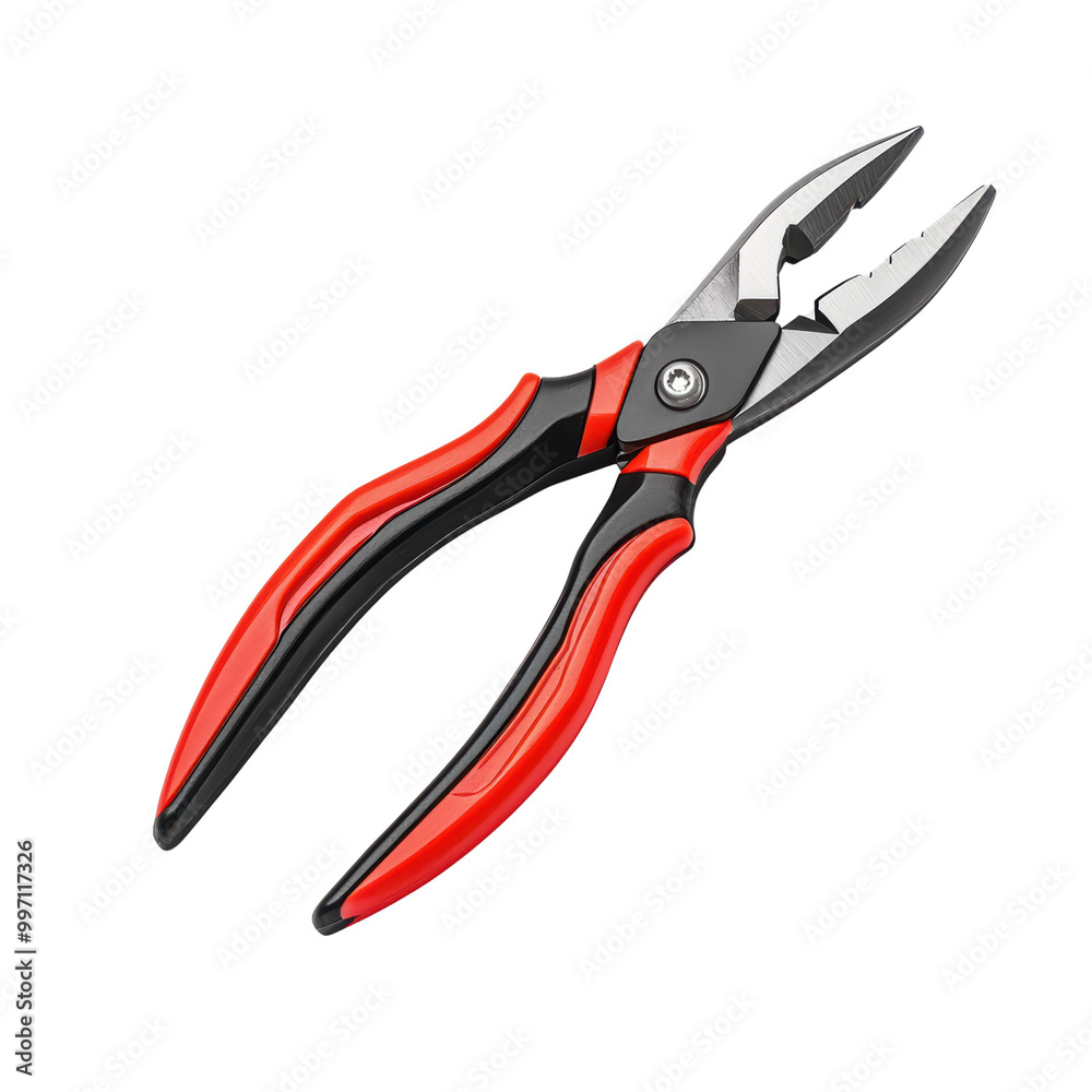 Pliers with red and black handles isolated on transparent background. Pliers with red and black handles isolated on transparent background.